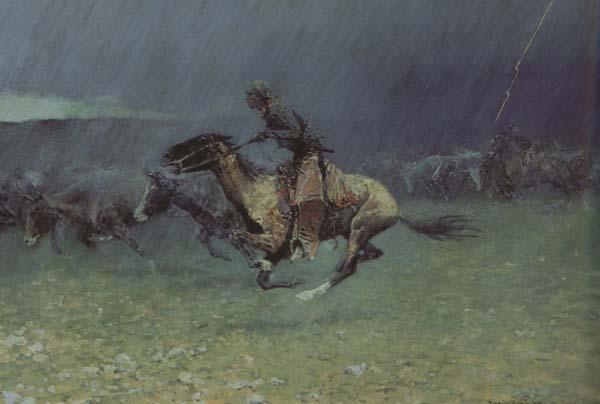 Frederic Remington The Stampede by Lightning (mk43) France oil painting art
